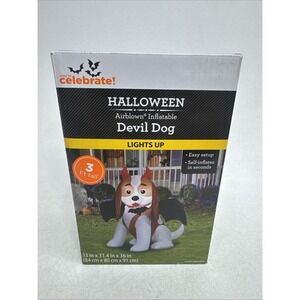 Devil Dog Halloween Airblown Inflatable Lights Up! 3 Foot Tall